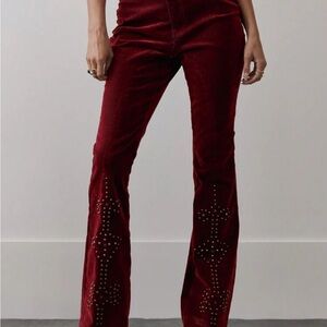 Elegant Red Velvet Women's Pants